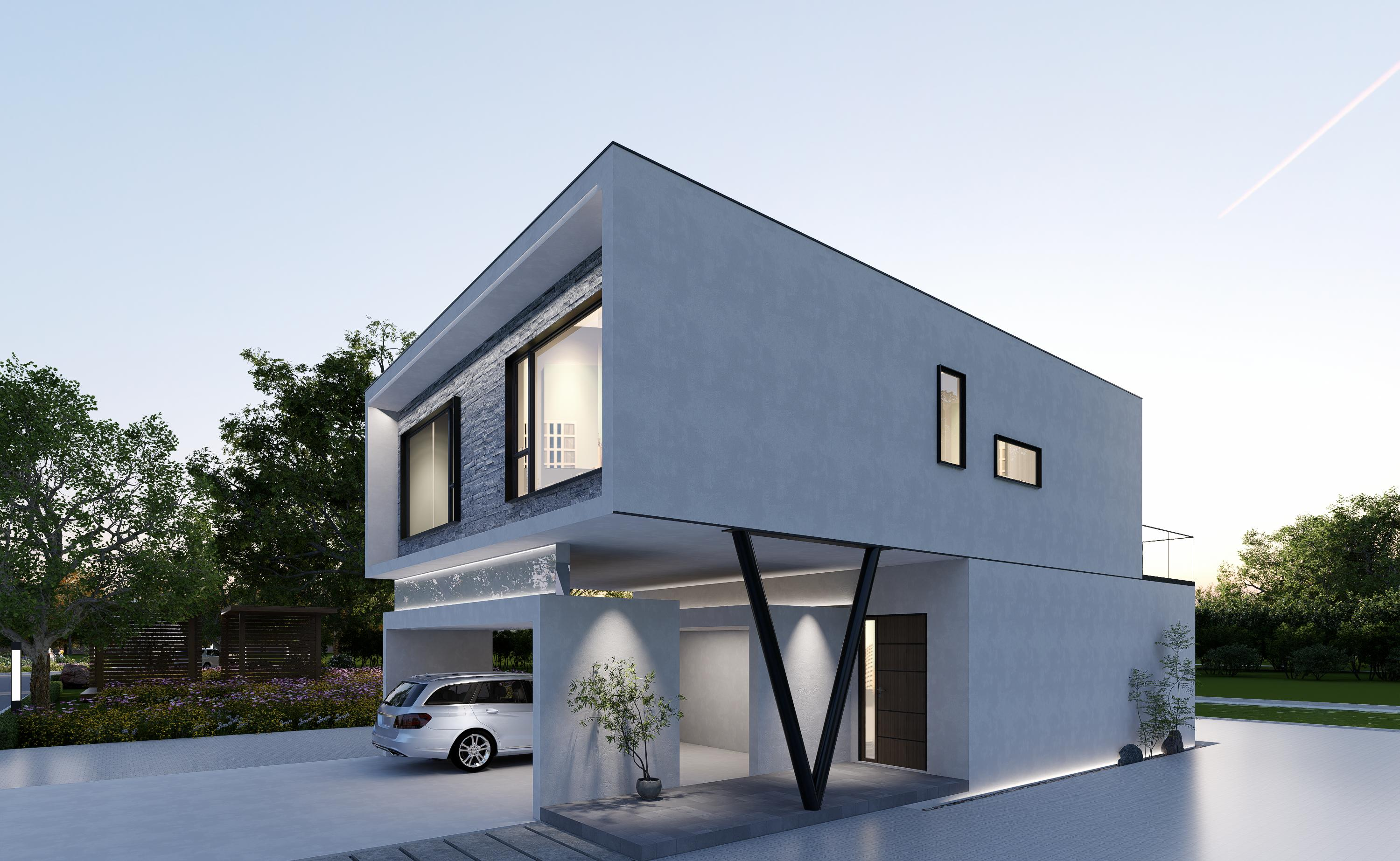 Minimalist Elegant Modular house with precast reinforced concrete walls and light‑steel roof