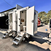 Custom Modern Steel Double White Toilet Trailer Environmental Protection Mobile Outdoor House Toilet