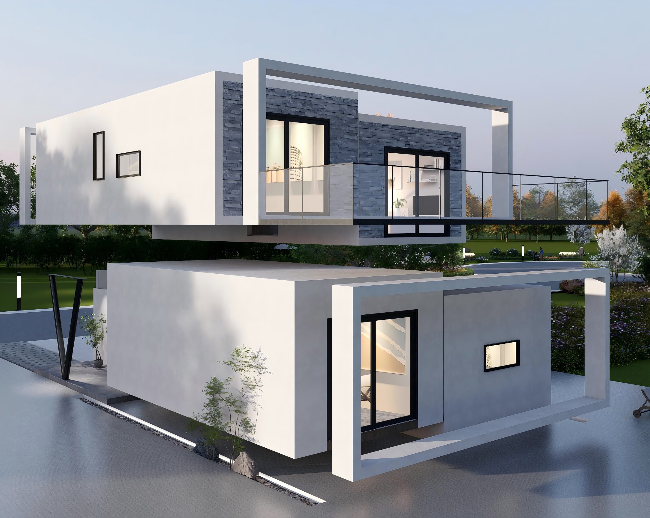 Minimalist Elegant Modular house with precast reinforced concrete walls and light‑steel roof