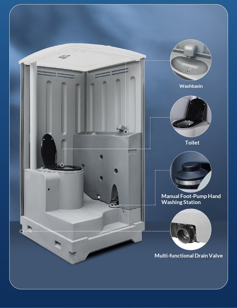 HDPE Thickened Mobile Environmental Protection Portable Outdoor Toilet with Shower Room