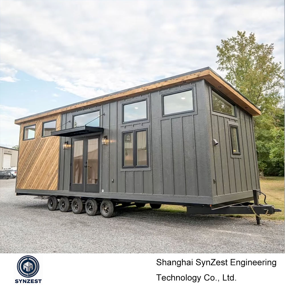 Trailer House with Prefabricated Insulated 20ft House Kit Tiny Wheels Mobile Trailer Log Cabin Kits Prefab Home