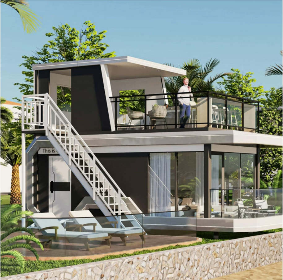 Luxury Double-Deck Space Capsule Home System Mobile Beach Hotel & Homestay Container Houses for Supermarket & Office Building
