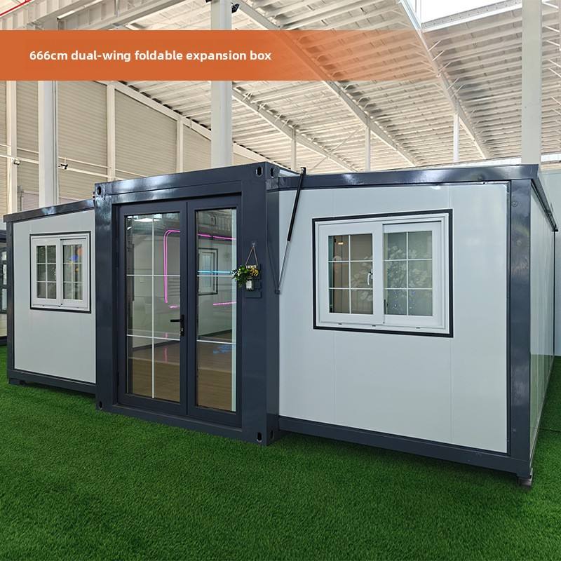 Double-wing Foldable Expandable Movable Container House with Three Bedrooms One Living Room One Bathroom Kitchen for Outdoor Use