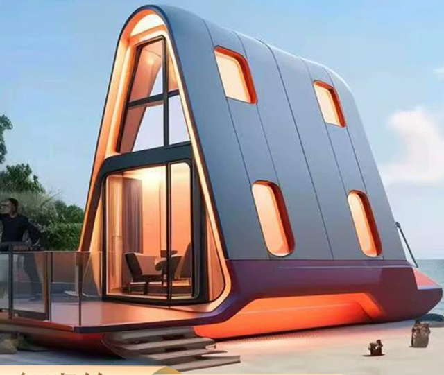 Creative Intelligent Light Steel Container Modular House for Camping Rice Group Homestay Kitchen Activity Triangle House Design