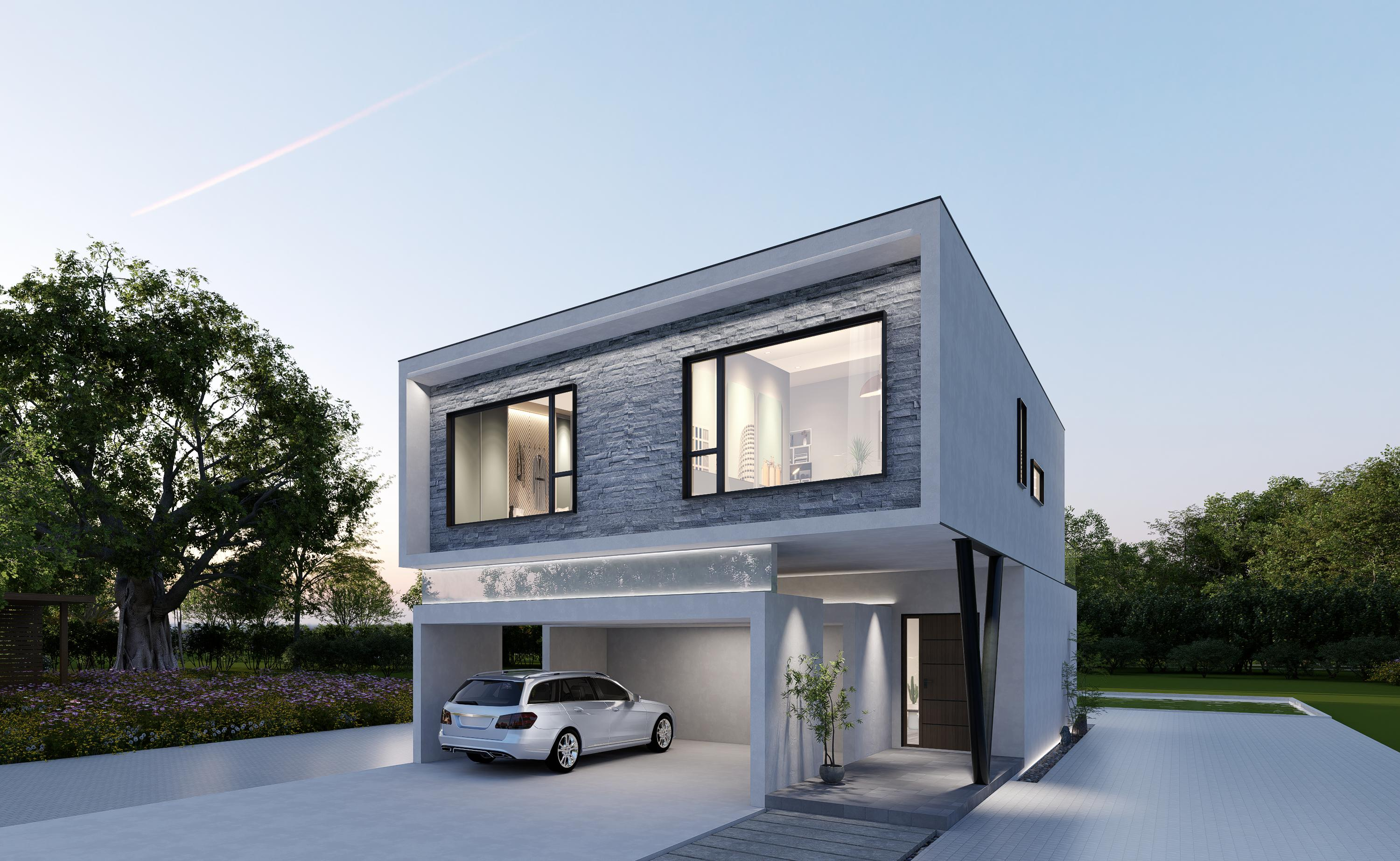 Minimalist Elegant Modular house with precast reinforced concrete walls and light‑steel roof