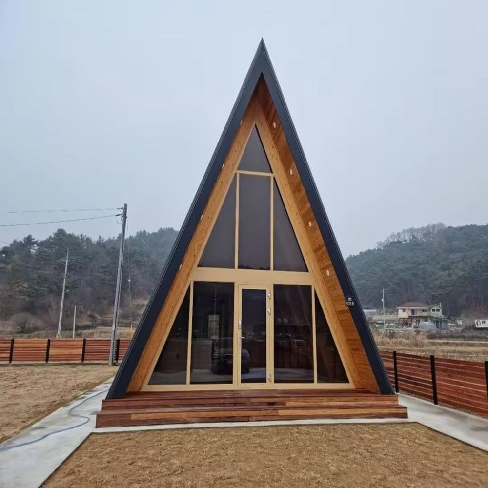 Premium Prefab Villa Eco Friendly Wooden Structure Triangular House