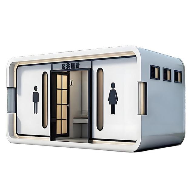 Modern Design Eco-Friendly Public Toilet Apple Warehouse Mobile Steel Structure Carved Metal Plate Made Sandwich Panel Container