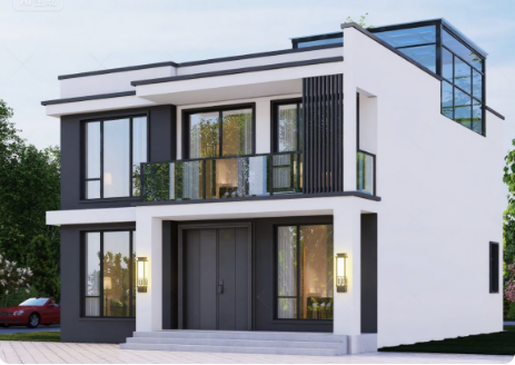 Luxury Light Steel Structure Villas with Mid-Century Modern Design and 41-80mph Wind Resistance Made in Jiangsu China