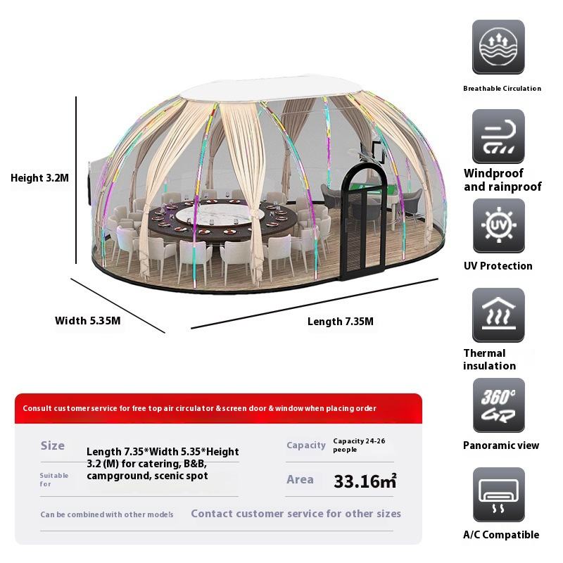 360&deg; Panoramic Transparent Tent for Mobile Spherical Starry Sky Room Homestays for Outdoor Park Restaurants Scenic Areas Camping