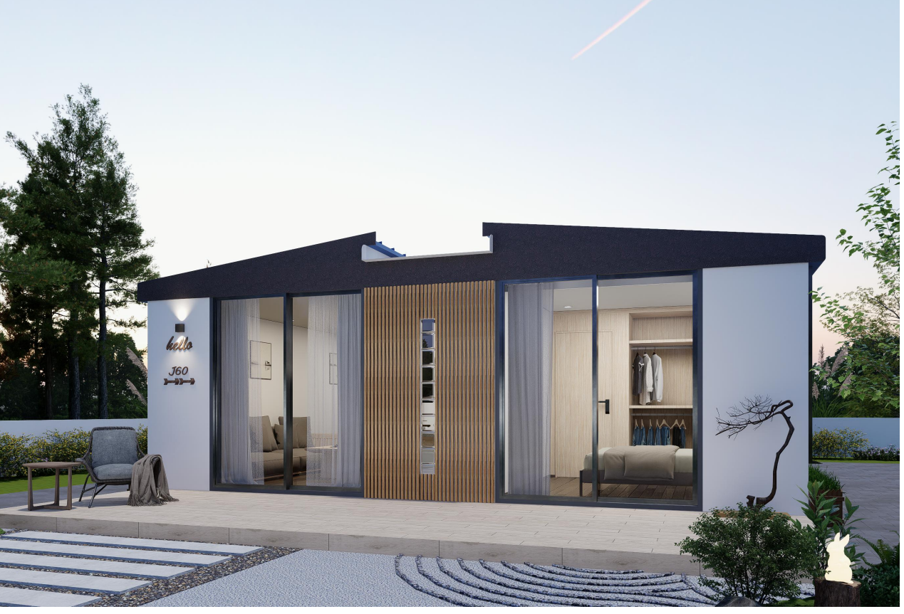 Factory‑prefabricated modular Elegant Modular house with precast reinforced concrete walls and wooden roof
