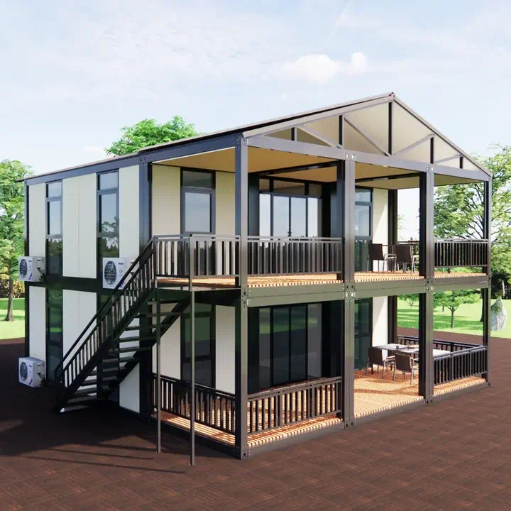 Double Wing Expansion Steel Folding Box with Eaves Terrace Prefabricated Container Building for Hotel Use Modern Design