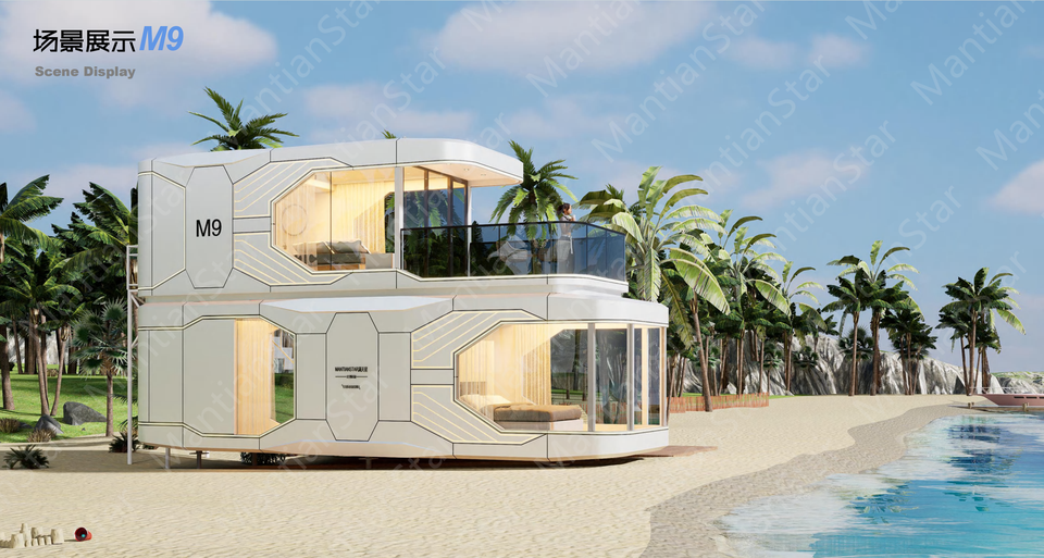 Luxury Double-Deck Space Capsule Home System Mobile Beach Hotel & Homestay Container Houses for Supermarket & Office Building
