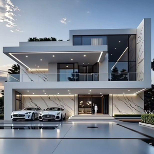 3 Bedrooms Flat Roof Residential Modern Light Steel Gauge Frame Prefabricated Houses Luxury Villas Ready to Quick Install