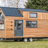 Mobile Trailer Tiny House Modern Prefab Home Portable Modular Cabin on Wheels Wooden Kitchen Bathroom Sleeping Space Living Use