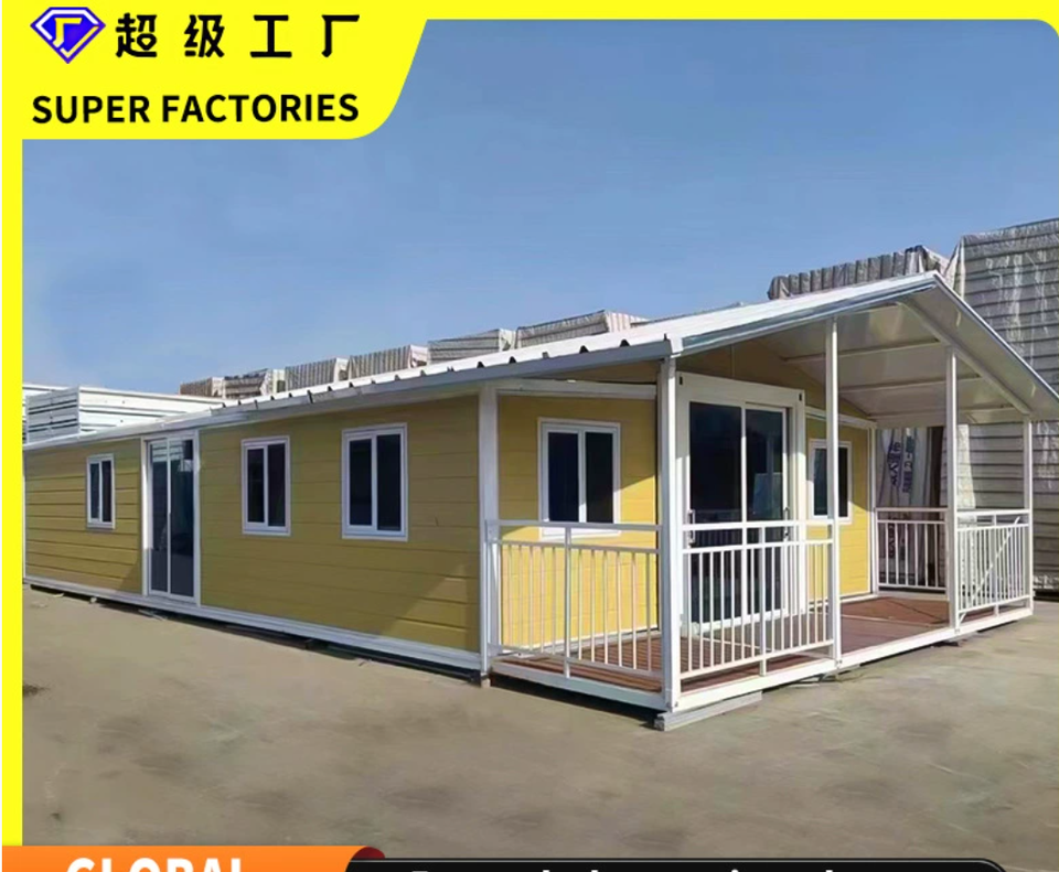 Double-Wing Folding Box for Outdoor Expansion Wood Grain Prefabricated Activity Room with Two Rooms One Hall for Foreign Trade