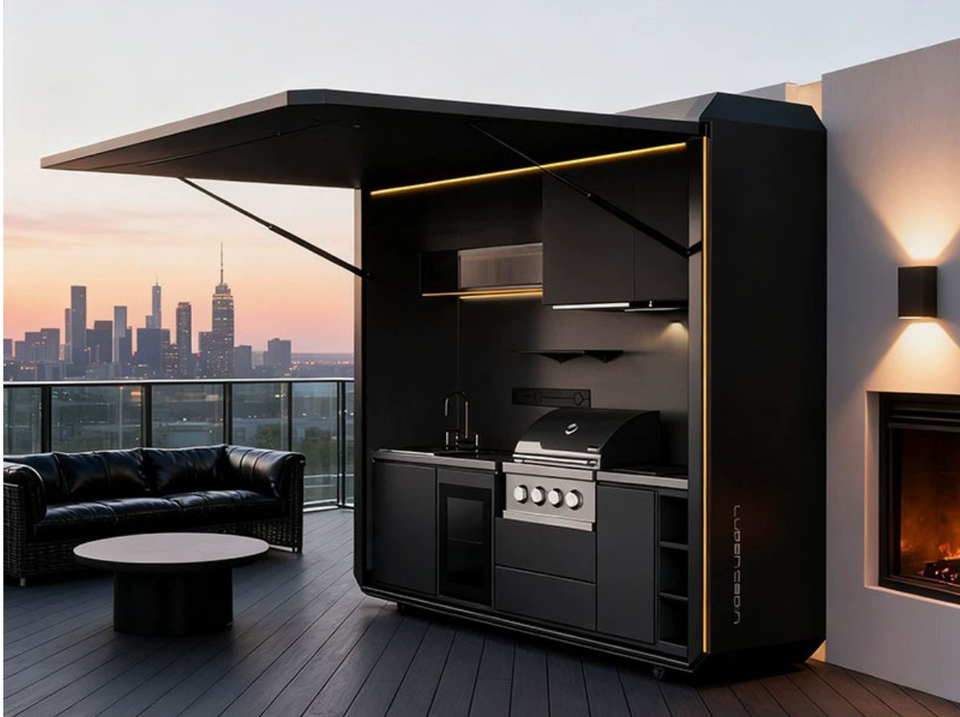 Light Luxury Stainless Steel Outdoor Kitchen for Family Private Parties Courtyard Camping Barbecue Movable Cabinets Mini Kitchen