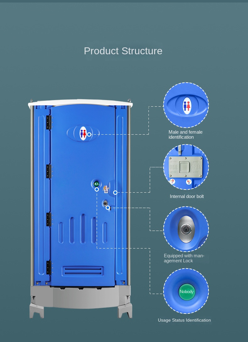 Outdoor Scenic Mobile Toilet Public Toilet Squatting Single Toilet Eco-Friendly Plastic One Piece