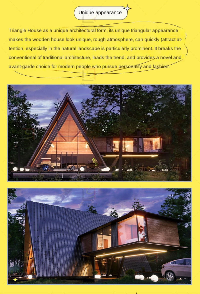 Creative Intelligent Light Steel Container Modular House for Camping Rice Group Homestay Kitchen Activity Triangle House Design