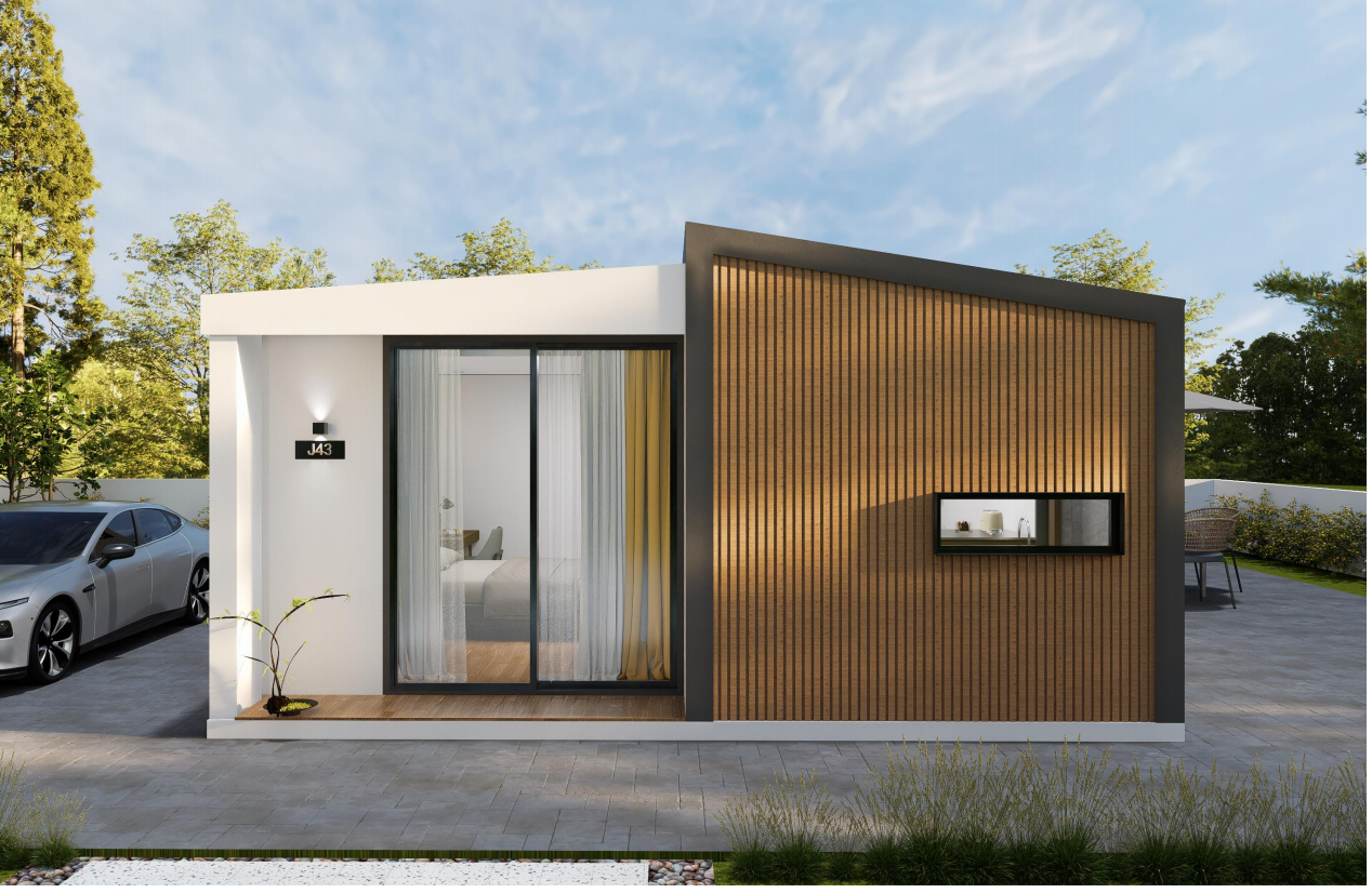 Factory‑prefabricated modular Elegant Modular house with precast reinforced concrete walls and wooden roof