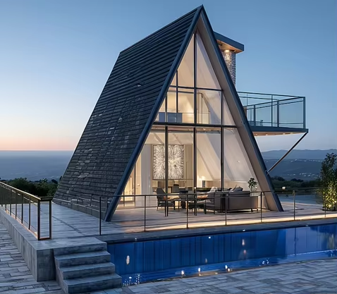 Triangle Wooden House Homestay Outdoor Anti-corrosion Movable Assembly Modern Style Solid Wood Tourist Attractions 