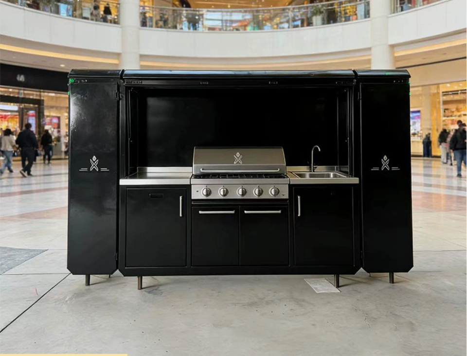 Light Luxury Stainless Steel Outdoor Kitchen for Family Private Parties Courtyard Camping Barbecue Movable Cabinets Mini Kitchen