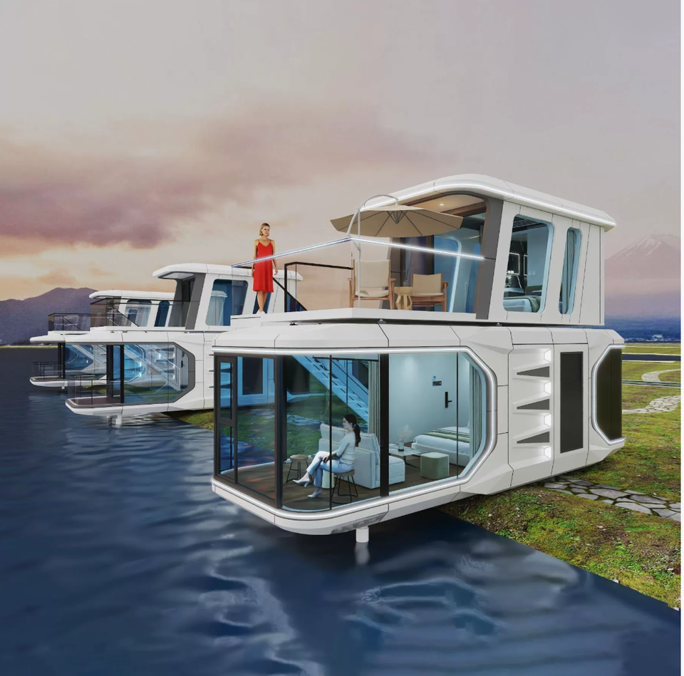 Luxury Double-Deck Space Capsule Home System Mobile Beach Hotel & Homestay Container Houses for Supermarket & Office Building
