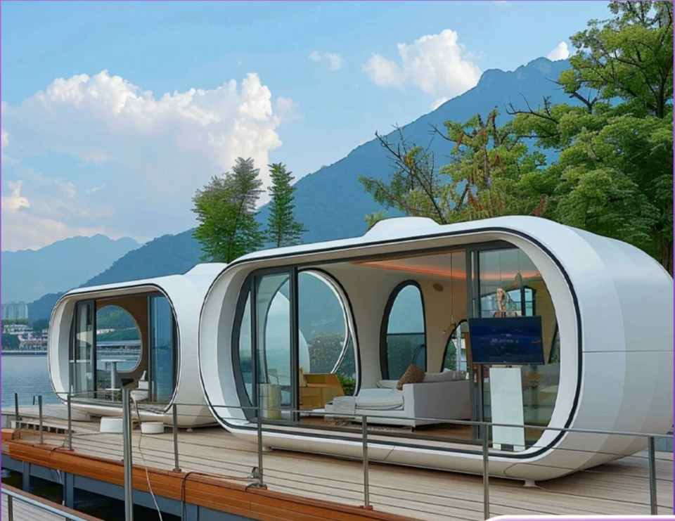 Double Apple Pod Prefab Houses Eco-Friendly Lightweight Capsule Hotel Room Waterproof and Safe Sleeping for Parks Courtyards