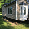 Mobile Trailer Tiny House Modern Prefab Home Portable Modular Cabin on Wheels Wooden Kitchen Bathroom Sleeping Space Living Use