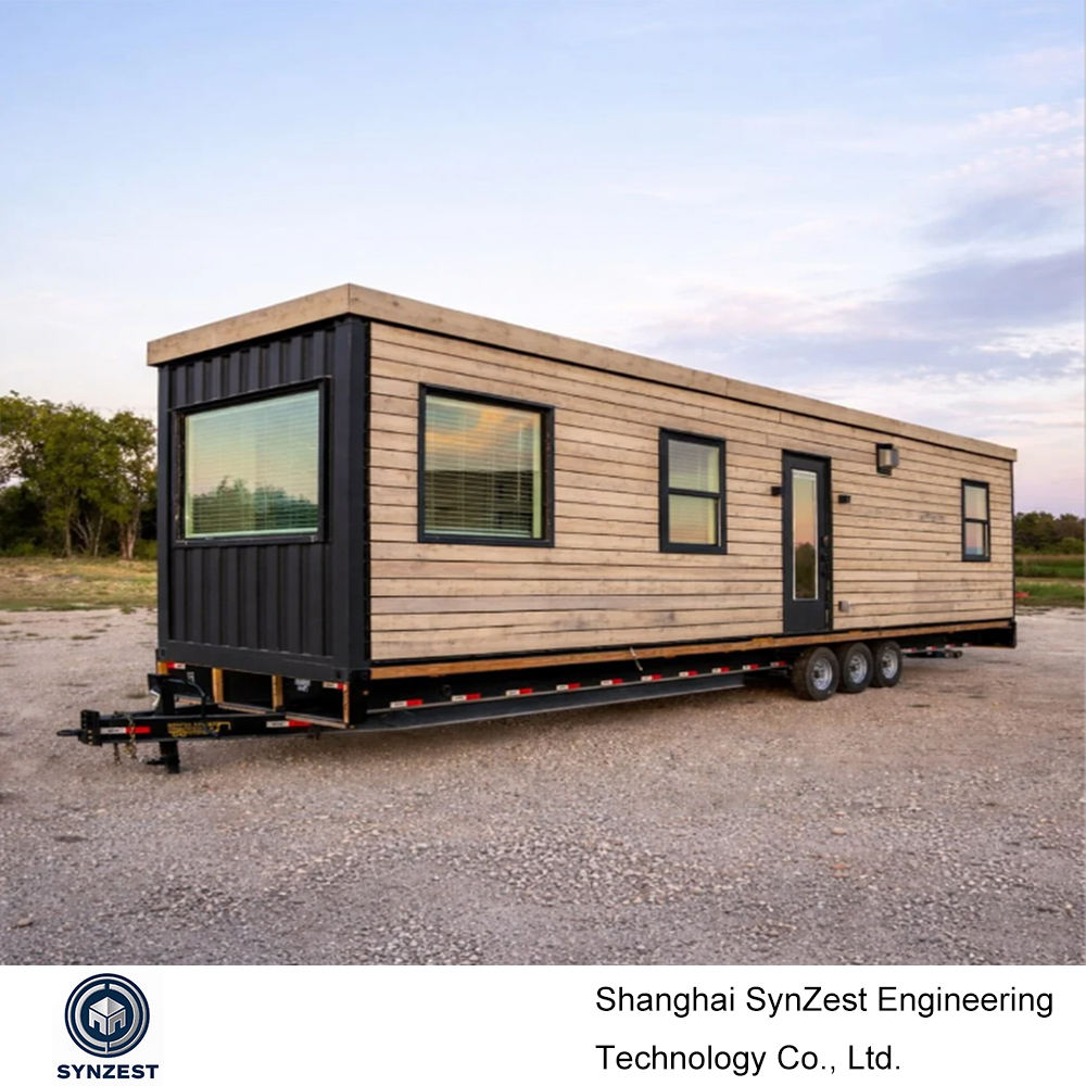 Trailer House with Prefabricated Insulated 20ft House Kit Tiny Wheels Mobile Trailer Log Cabin Kits Prefab Home