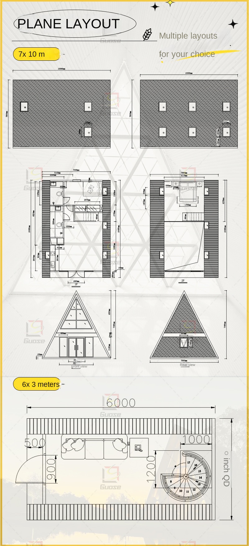 Creative Intelligent Light Steel Container Modular House for Camping Rice Group Homestay Kitchen Activity Triangle House Design