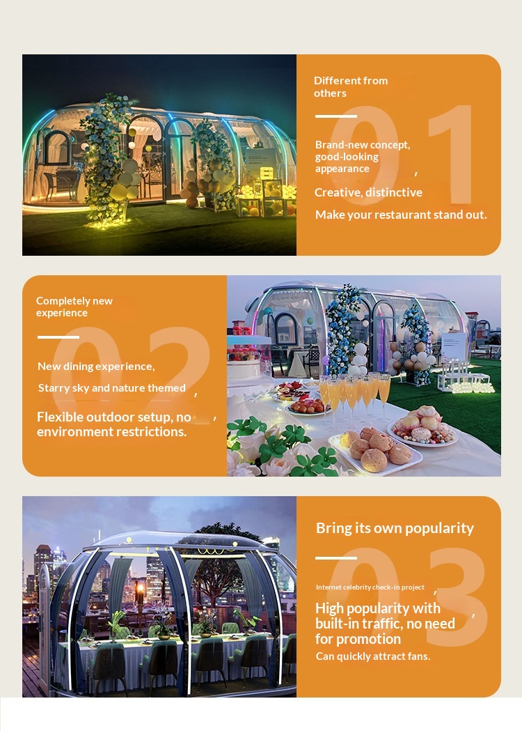 Internet-Famous Camping Pc Starry Sky Room Homestay Family Play Outdoor Tent Movable Rooftop Restaurant Bubble House