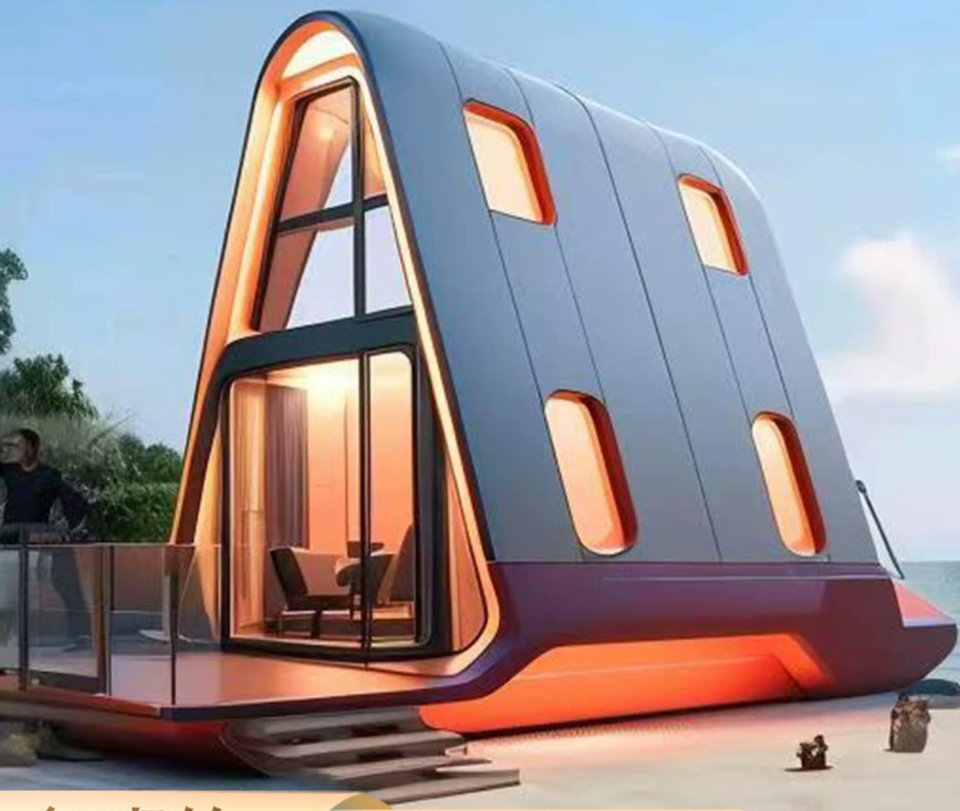 Creative Intelligent Light Steel Container Modular House for Camping Rice Group Homestay Kitchen Activity Triangle House Design