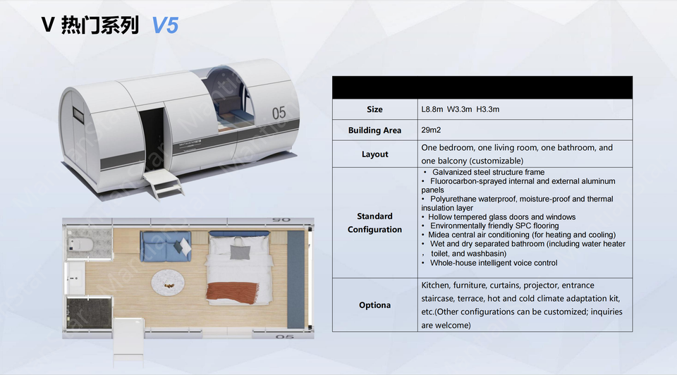 Source Manufacturers Supply Space Capsule Integrated Micro-House Steel Mobile Home for Homestay and Villa Container Material