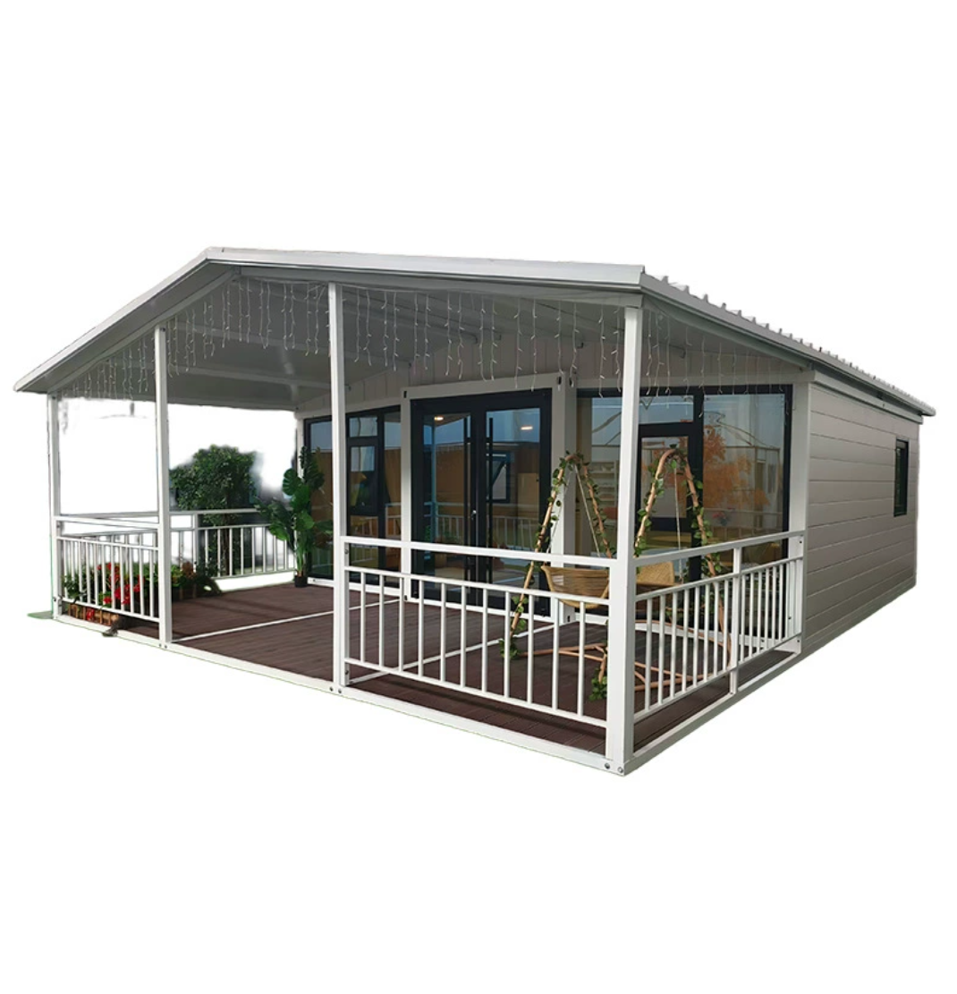 Double Wing Expansion Steel Folding Box with Eaves Terrace Prefabricated Container Building for Hotel Use Modern Design