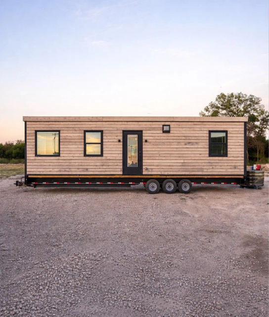 Trailer House with Prefabricated Insulated 20ft House Kit Tiny Wheels Mobile Trailer Log Cabin Kits Prefab Home