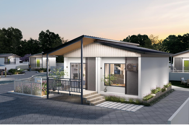 Elegant Modular house with precast reinforced concrete walls and light‑steel roof