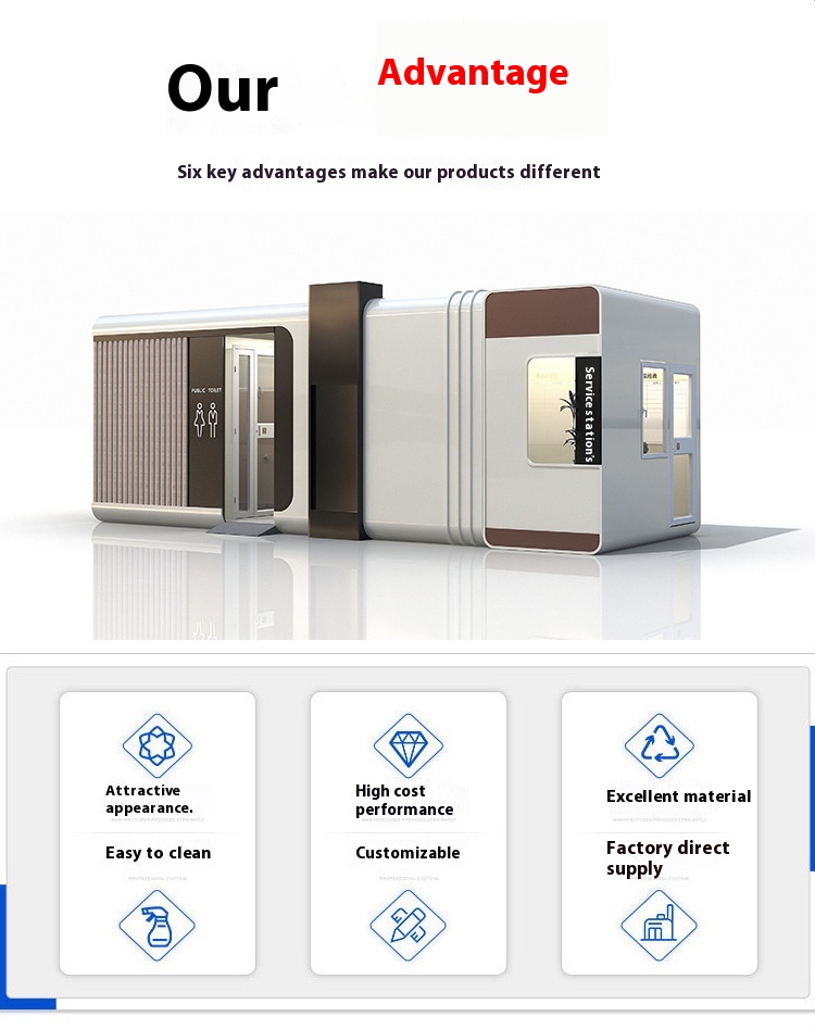 High-End Eco-Friendly Mobile Restroom Smart Outdoor Public Toilet for Bathrooms Container House for Mobile Shower Rooms