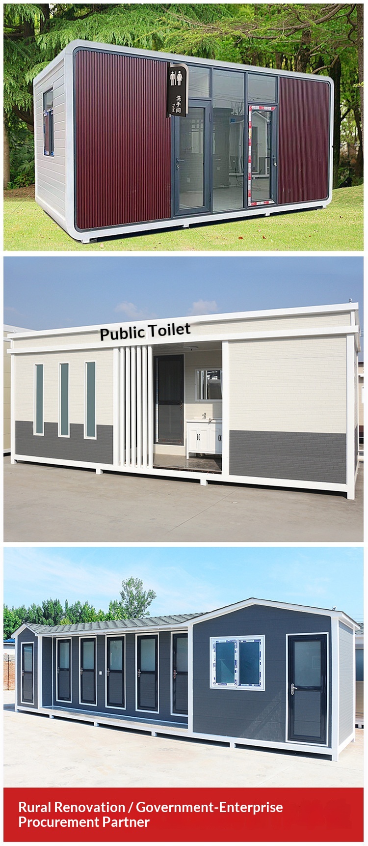 Scenic Area Park Luxury Metal Eco-Friendly Mobile Outdoor Floor Mounted Public Toilet for Men and Women