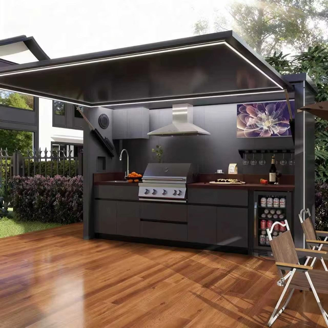 Outdoor Bbq Kitchen Garden Eco-Friendly Modular Kitchen Cabinets for Guesthouse