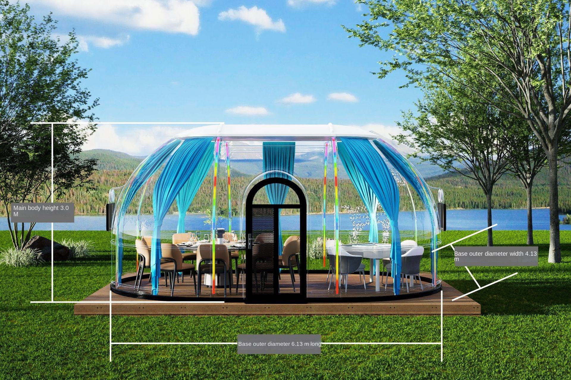 Transparent 360-Degree PC Star Tent Rainproof Thermal Insulation Outdoor Sunshine Green Prefab Restaurant Bubble House