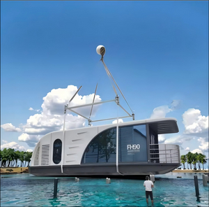 Water Aluminum Floating House Boat Accommodation Multi-functional Capsule House Living Room Shore Fishing Platform Camping Space
