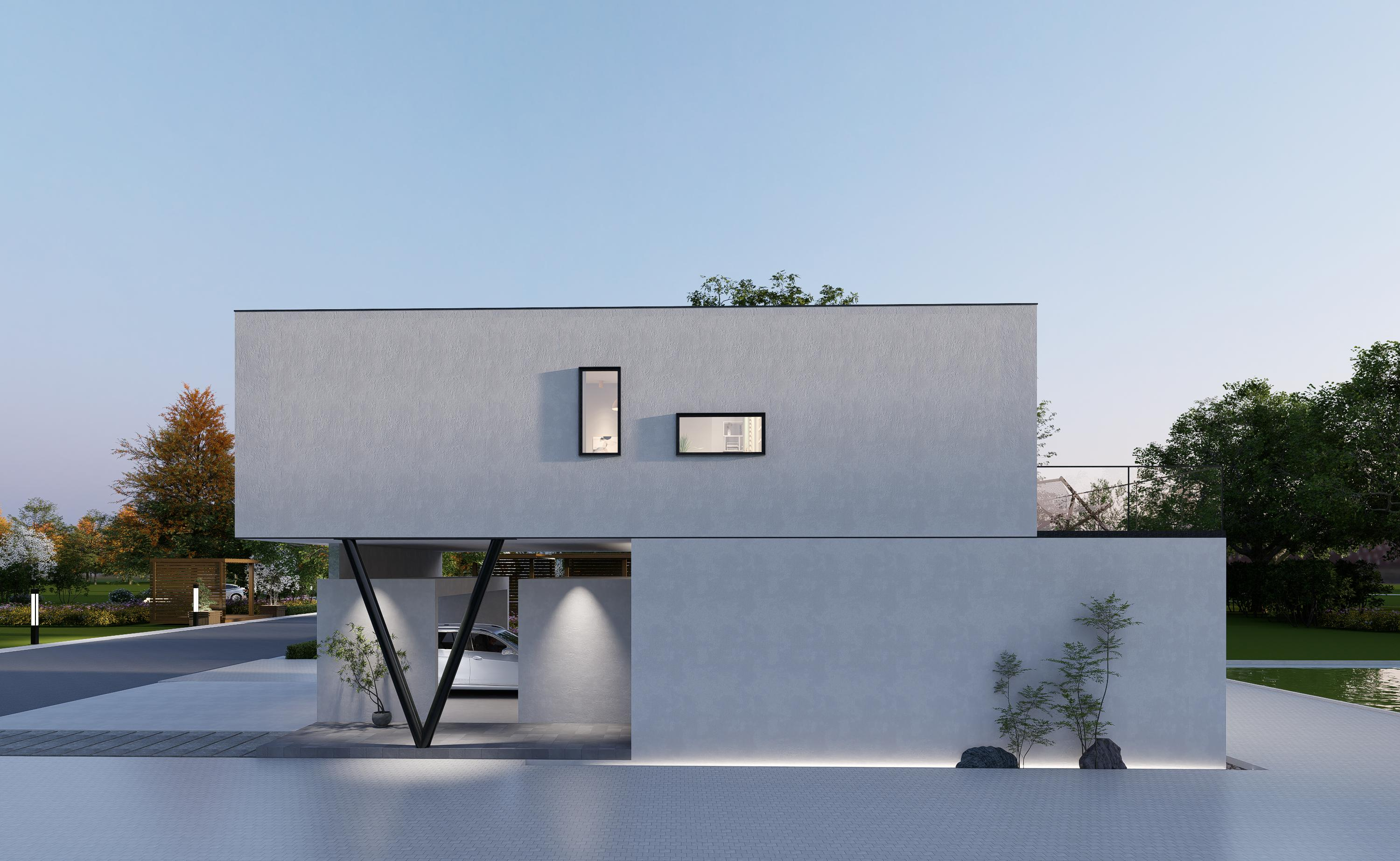 Minimalist Elegant Modular house with precast reinforced concrete walls and light‑steel roof