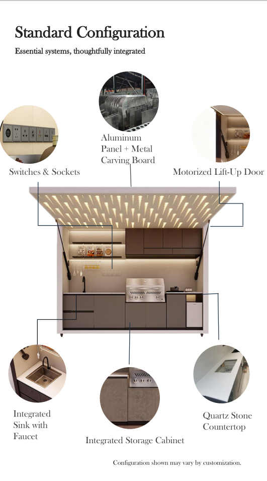 Modern Stainless Steel Kitchen Cabinet for Outdoor Furniture with Shed for Guesthouse