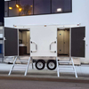 Custom Modern Steel Double White Toilet Trailer Environmental Protection Mobile Outdoor House Toilet