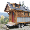 Mobile Trailer Tiny House Modern Prefab Home Portable Modular Cabin on Wheels Wooden Kitchen Bathroom Sleeping Space Living Use