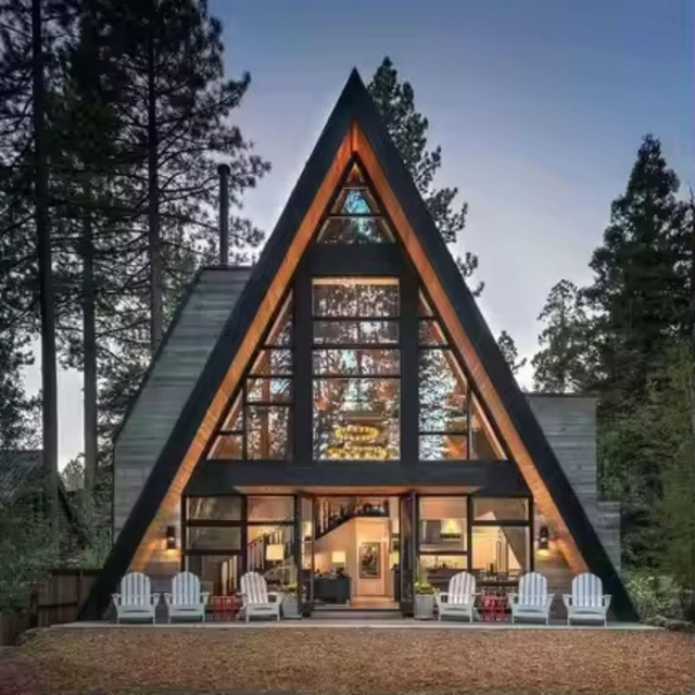 Premium Prefab Villa Eco Friendly Wooden Structure Triangular House