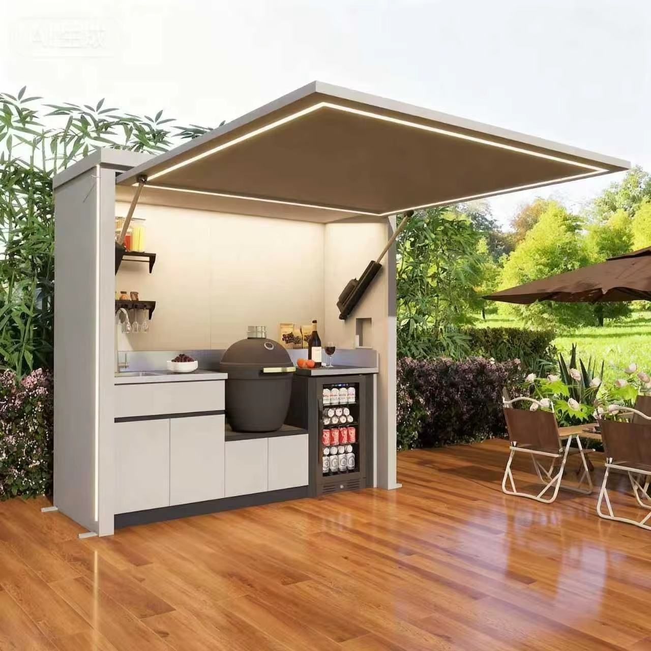 Outdoor Bbq Kitchen Garden Eco-Friendly Modular Kitchen Cabinets for Guesthouse