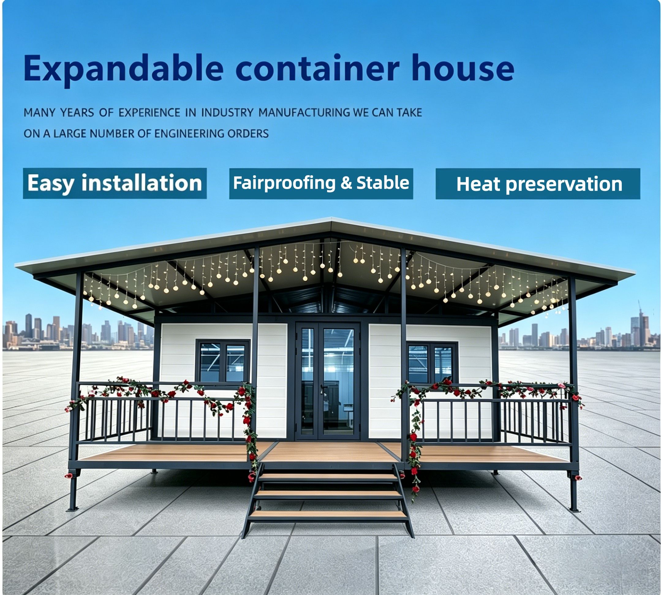 Double Wing Expandable Container House 20ft 40ft, Foldable Prefab House with Fast Installation Direct
