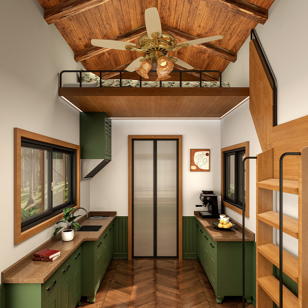 Ready to Ship Prefabricated Portable Tiny Home on Wheels Expandable Design with Bathroom Kitchen Modern Wooden Trailer House