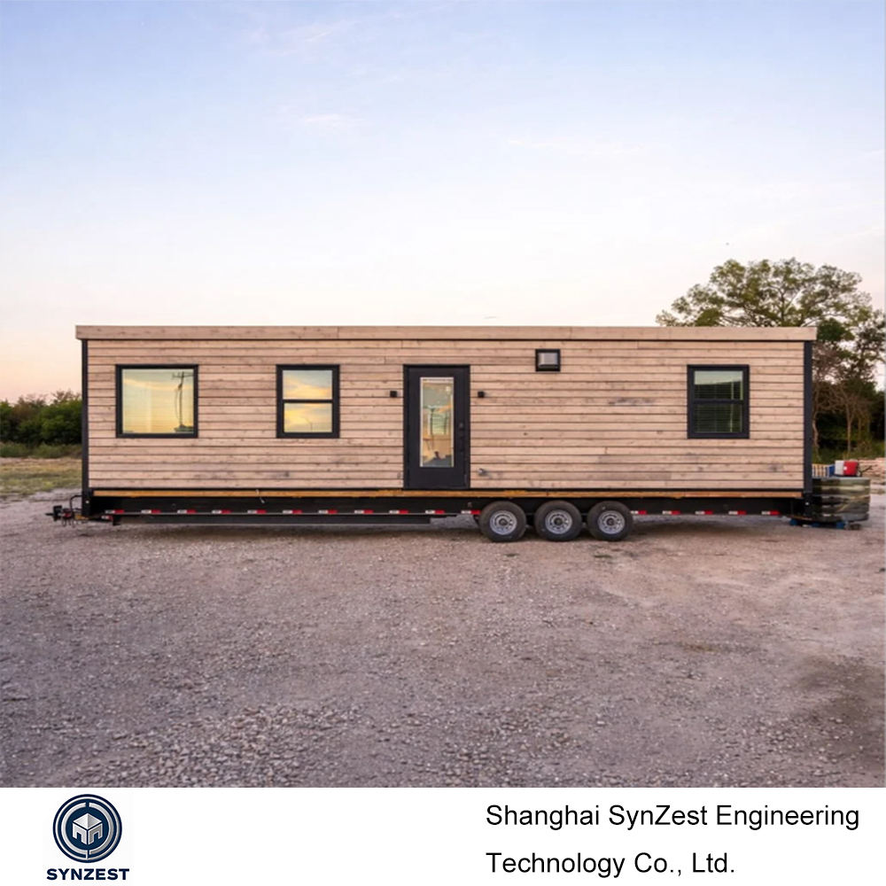 Trailer House with Prefabricated Insulated 20ft House Kit Tiny Wheels Mobile Trailer Log Cabin Kits Prefab Home